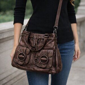 Elliot Lucca Estella Metallic Leather Satchel / Crossbody